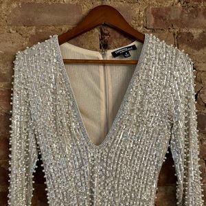 L/S Pearl, Sequin & Rhinestone mini dress